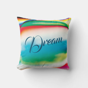 "Dream" on Pastel Watercolor-like Abstract Design Cushion