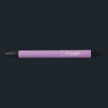 "Dream" Phrase Lavender Purple Background Black Ink Pen<br><div class="desc">"Dream" in white script lettering and lavender purple cover. For the pen lover who likes their pen with a little personality. Perfect gift for yourself,  friends or loved ones.</div>