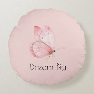 Dream Pink Butterfly Round Cushion