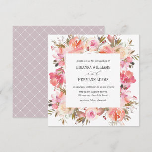 Dream Pink Fancy Spring Floral Diamond Wedding Invitation