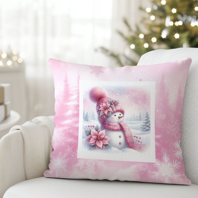 Dream Pink Forest Snowman Pinkmas Kids Cushion (Dream Pink Forest Snowman Pinkmas Kids Cushion)