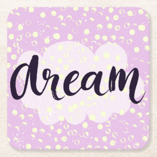 Dream Pink Square Paper Coaster
