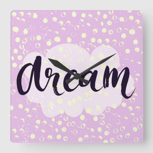 Dream Pink Square Wall Clock (Front)