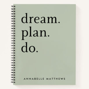Dream Plan Do Modern Minimalistic Sage Green Notebook