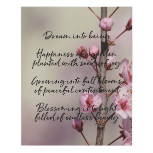 Dream Poem Cherry Blossom Flowers Faux Canvas Print