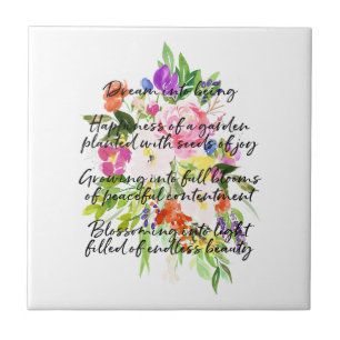 Dream Poem Watercolor Flowers Tile
