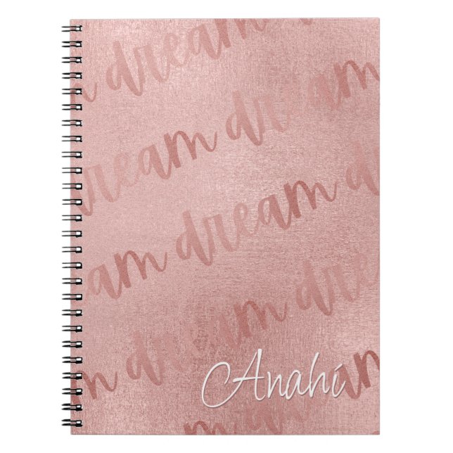 Dream Rose Gold Script Notebook (Front)