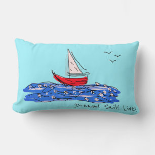 Dream Sail Live Sea Boat Seagulls Throw Pillow