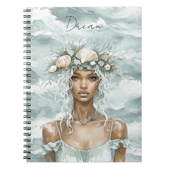 Dream Sea Shells Ocean Lady Notebook (Front)