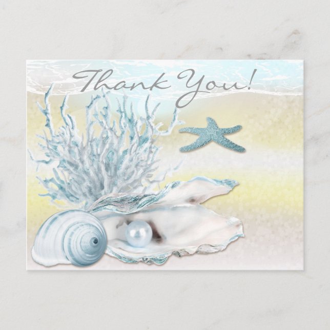 Dream Shore Beach Blue Thank You Postcard (Front)