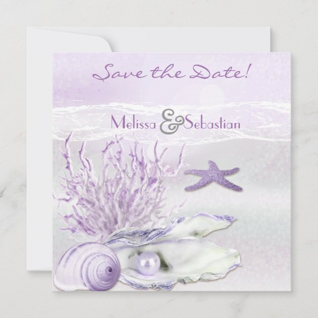Dream Shore Beach Orchid Wedding Save the Date (Front)