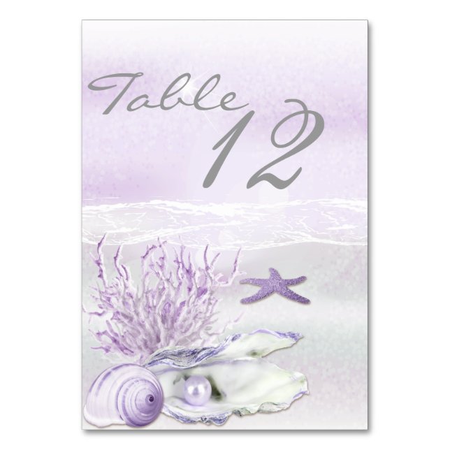 Dream Shore Beach Orchid Wedding Table Card (Back)