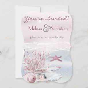 Dream Shore Beach Pink Wedding Invite