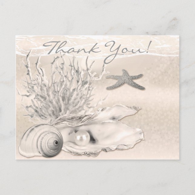Dream Shore Beach Sepia Thank You Postcard (Front)