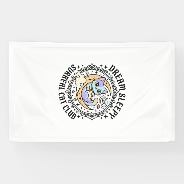 Dream Sleepy Surreal Cat Funny Cat Lover Design -  Banner (Horizontal)