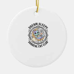 Dream Sleepy Surreal Cat Funny Cat Lover Design - Ceramic Tree Decoration