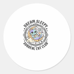 Dream Sleepy Surreal Cat Funny Cat Lover Design -  Classic Round Sticker