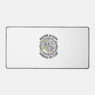 Dream Sleepy Surreal Cat Funny Cat Lover Design -  Desk Mat