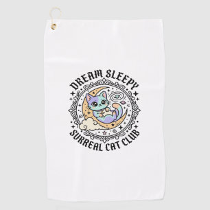 Dream Sleepy Surreal Cat Funny Cat Lover Design -  Golf Towel