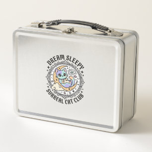 Dream Sleepy Surreal Cat Funny Cat Lover Design -  Metal Lunch Box