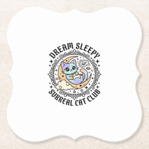 Dream Sleepy Surreal Cat Funny Cat Lover Design - Paper Coaster