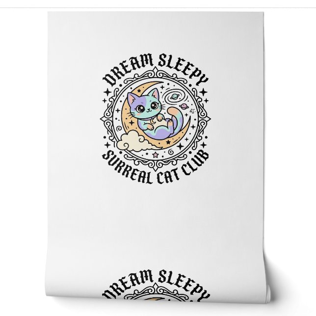 Dream Sleepy Surreal Cat Funny Cat Lover Design -  Wallpaper (Unrolling)