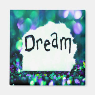 Dream Sparkle Teal Blue Glitter Magnet