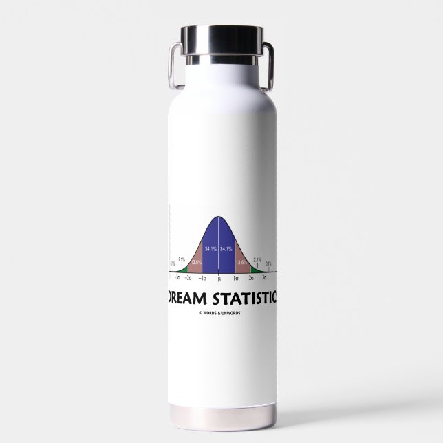 Dream Statistics Bell Curve Humour Water Bottle (Front)