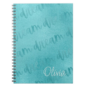 Dream Teal Script Personalised Notebook