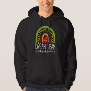 Dream Team 2nd Grade Teachers Boho Rainbow Leopard Hoodie