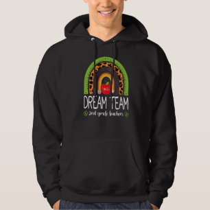Dream Team 2nd Grade Teachers Boho Rainbow Leopard Hoodie