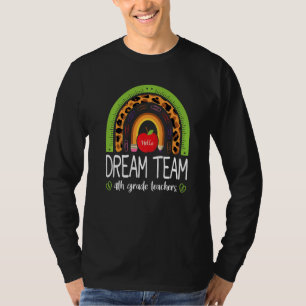 Dream Team 4th Grade Teachers Boho Rainbow Leopard T-Shirt