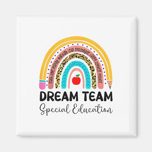 Dream Team Special Education Boho Rainbow Leopard  Magnet (Front)