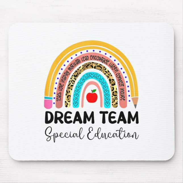Dream Team Special Education Boho Rainbow Leopard  Mouse Pad (Front)