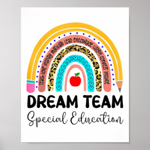 Dream Team Special Education Boho Rainbow Leopard  Poster