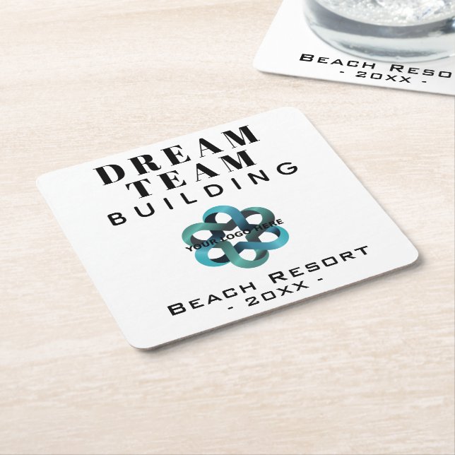Dream Team Team Building Company Logo Square Paper Coaster (Angled)