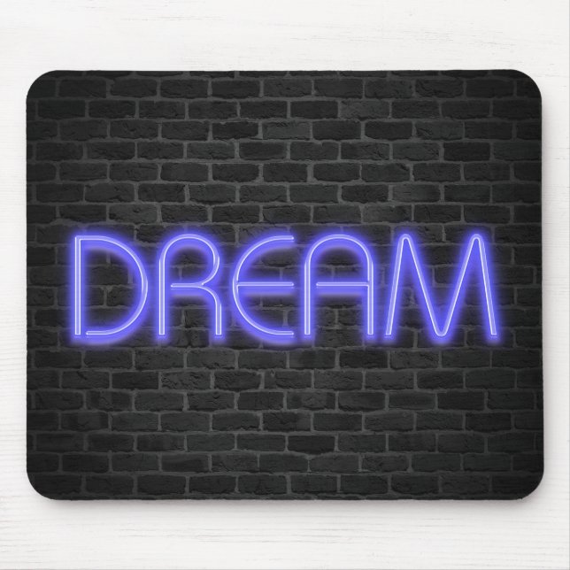 DREAM text in neon lights on brick Mouse Pad (Front)
