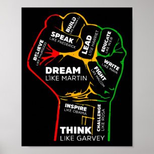 Dream Think Speak Black History Month Hand Strong  Poster