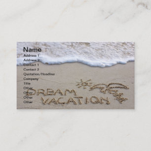 Dream vacation beach sign business card