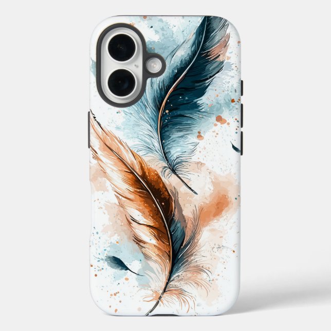 Dream Watercolor Delicate Feather Phone Case (Back)