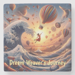 Dream Weaver's Journey: Fantasy Hot Air Balloons Stone Coaster