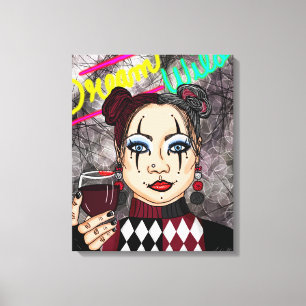 Dream Wild   Gothic Harlequin Jester Girl Canvas Print