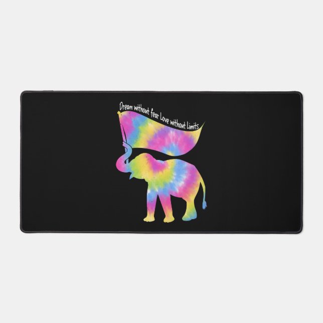 Dream Without Fear Love Elephant Lgbt Pride Tie Desk Mat (Front)