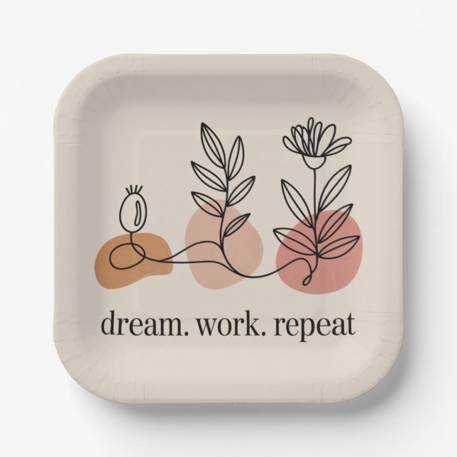 Dream. Work. Repeat Paper Plate (Front)