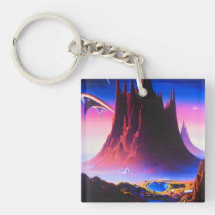 Dream World Oil Painting Key Ring
