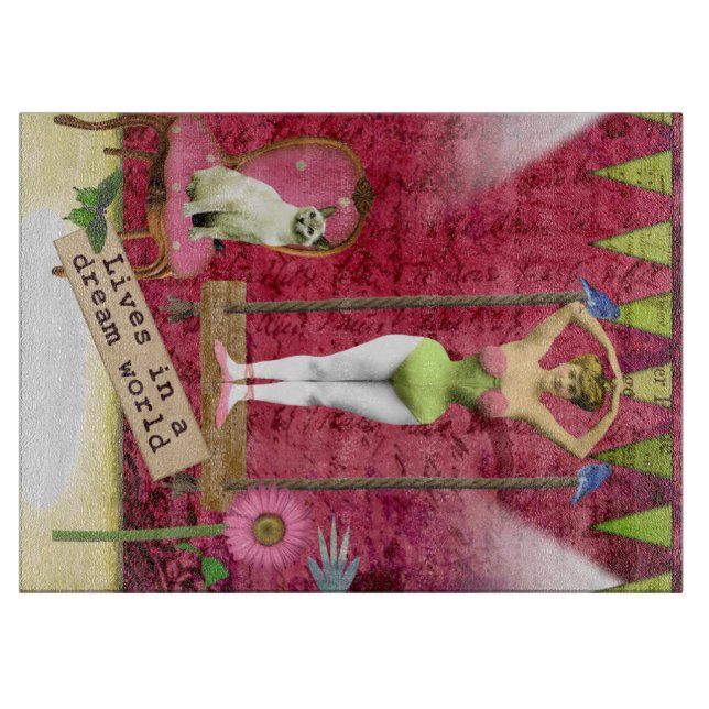 Dream World Vintage Funky Ballerina Altered Art  Cutting Board (Front)