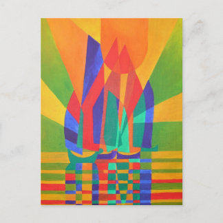 Dreamboat A Cubist Junk In Primary Colours Postcard