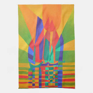 Dreamboat A Cubist Junk In Primary Colours Tea Towel