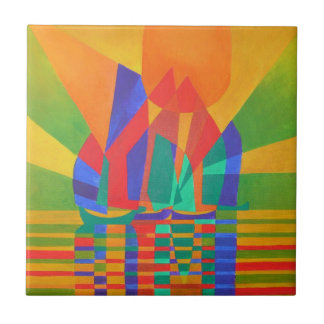Dreamboat A Cubist Junk In Primary Colours Tile
