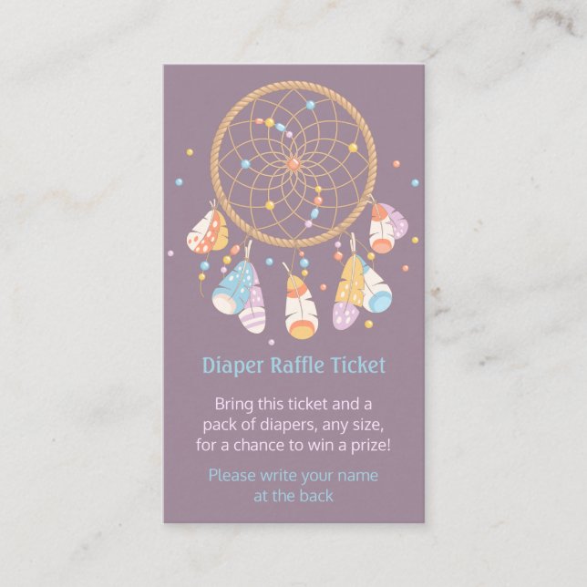 Dreamcatcher Baby Shower Diaper Raffle Ticket Enclosure Card (Front)